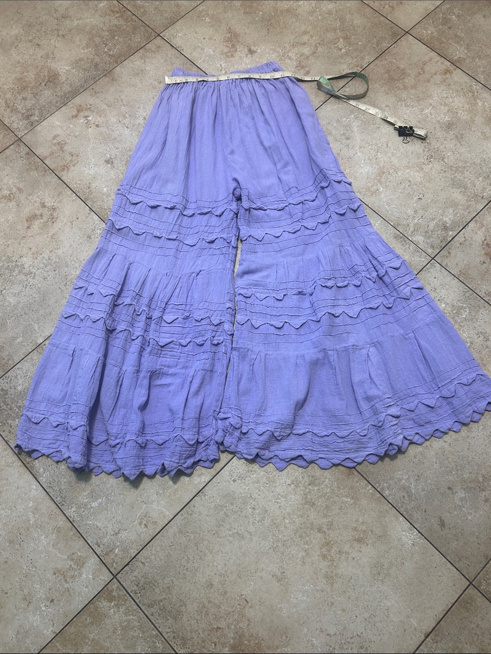 Lilac Tiered Ruffle Wide-Leg Pants size S - Picture 6 of 6